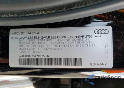 2014 Audi A6 Prestige z USA, uszkodzony, nr VIN WAUHGAFC2EN162726